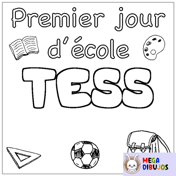 Coloraci&oacute;n del nombre TESS - decorado primer d&iacute;a de escuela