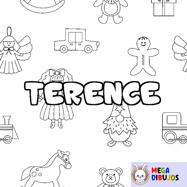 Coloraci&oacute;n del nombre TERENCE - decorado juguetes