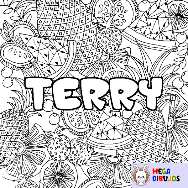 Coloraci&oacute;n del nombre TERRY - decorado mandala de frutas