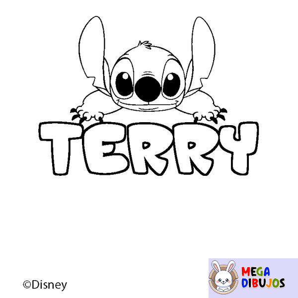 Coloraci&oacute;n del nombre TERRY - decorado Stitch