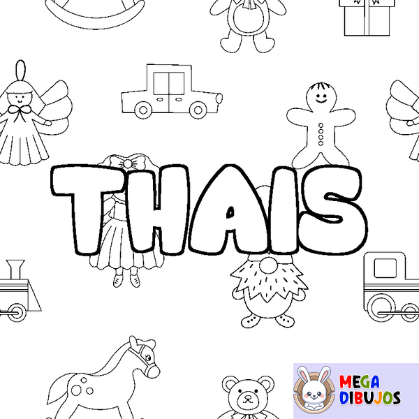 Coloraci&oacute;n del nombre THAIS - decorado juguetes