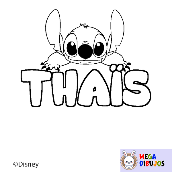 Coloraci&oacute;n del nombre THA&Iuml;S - decorado Stitch