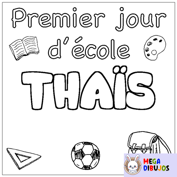 Coloraci&oacute;n del nombre THA&Iuml;S - decorado primer d&iacute;a de escuela