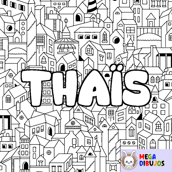 Coloraci&oacute;n del nombre THA&Iuml;S - decorado ciudad