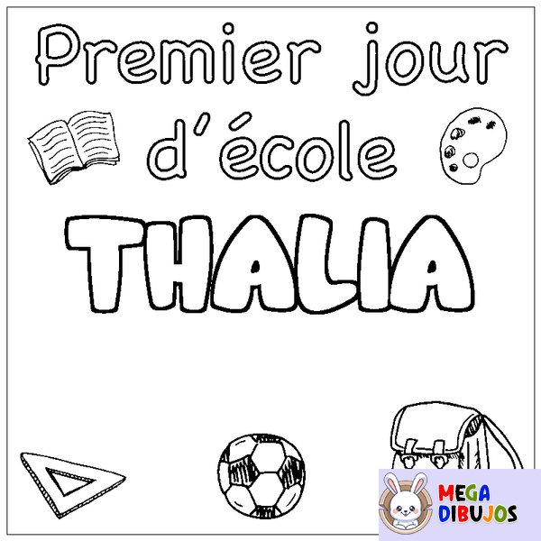 Coloraci&oacute;n del nombre THALIA - decorado primer d&iacute;a de escuela