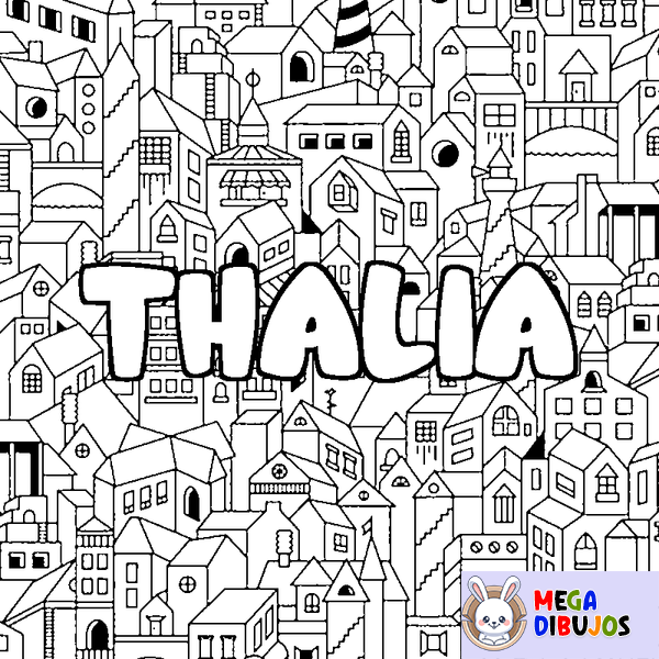 Coloraci&oacute;n del nombre THALIA - decorado ciudad