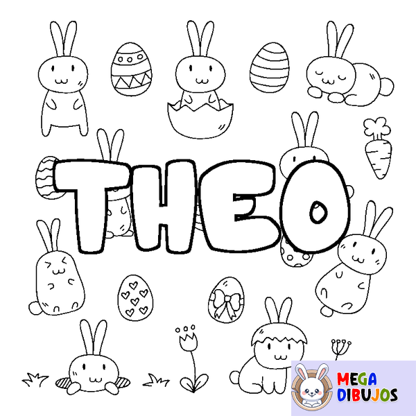 Coloraci&oacute;n del nombre THEO - decorado Pascua
