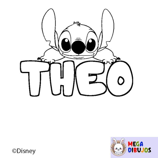 Coloraci&oacute;n del nombre THEO - decorado Stitch