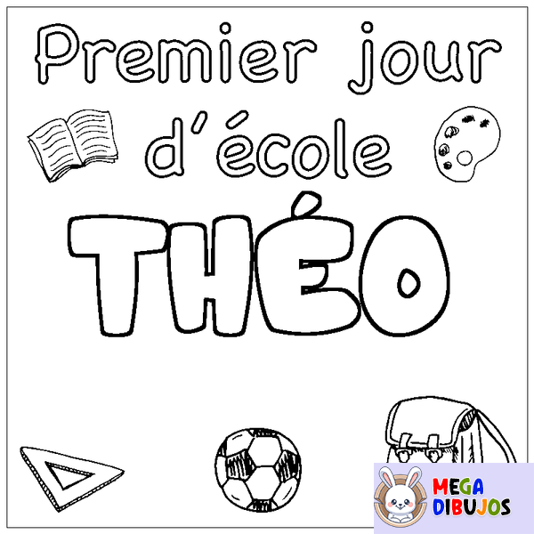 Coloraci&oacute;n del nombre TH&Eacute;O - decorado primer d&iacute;a de escuela