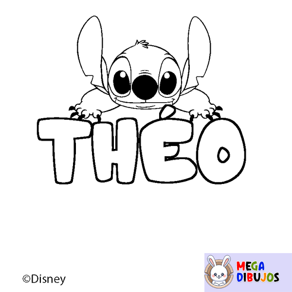 Coloraci&oacute;n del nombre TH&Eacute;O - decorado Stitch