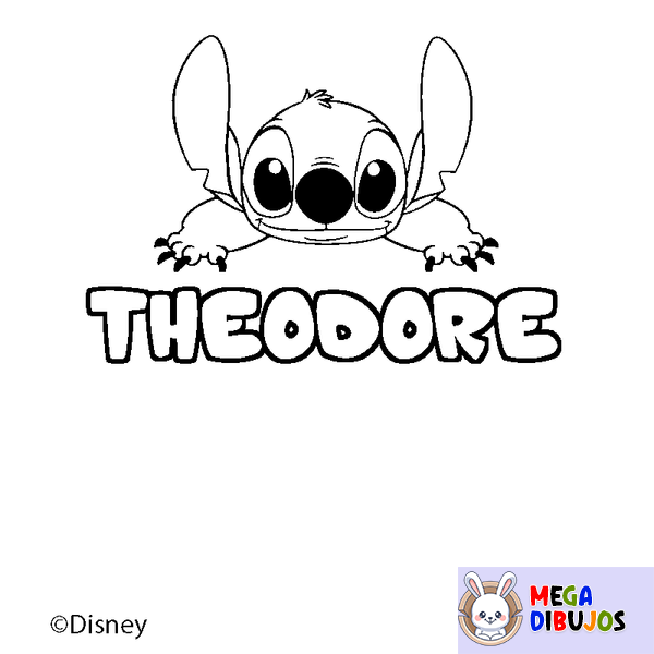 Coloraci&oacute;n del nombre THEODORE - decorado Stitch