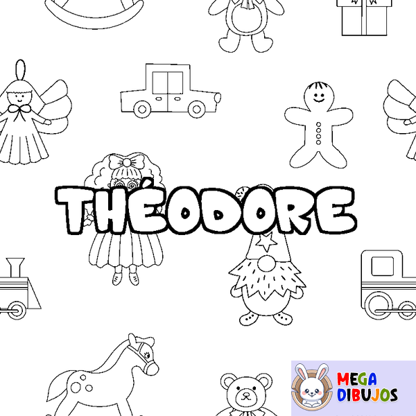 Coloraci&oacute;n del nombre TH&Eacute;ODORE - decorado juguetes