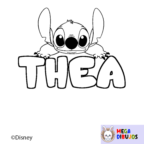 Coloraci&oacute;n del nombre THEA - decorado Stitch