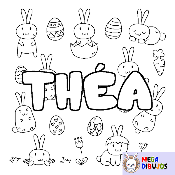 Coloraci&oacute;n del nombre TH&Eacute;A - decorado Pascua