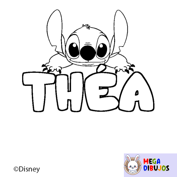 Coloraci&oacute;n del nombre TH&Eacute;A - decorado Stitch