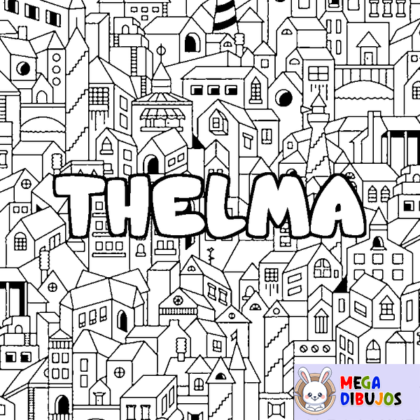 Coloraci&oacute;n del nombre THELMA - decorado ciudad