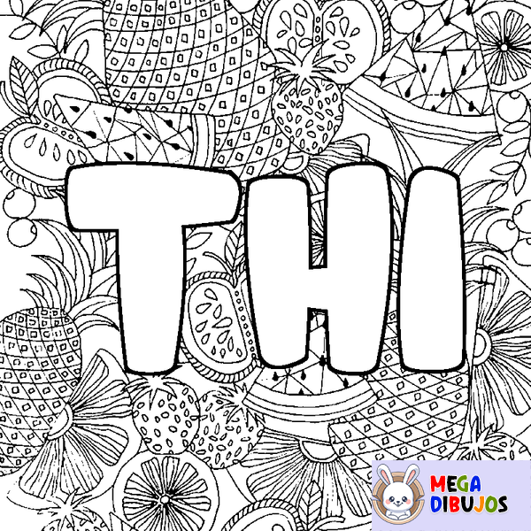 Coloraci&oacute;n del nombre THI - decorado mandala de frutas