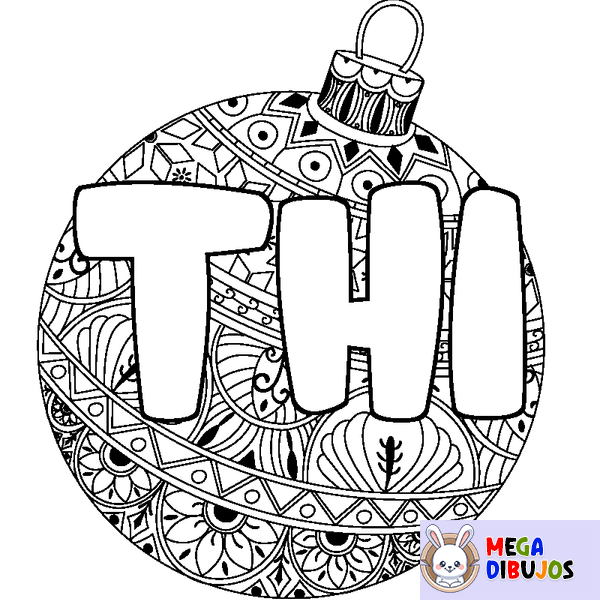 Coloraci&oacute;n del nombre THI - decorado bola de Navidad
