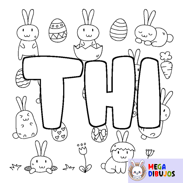 Coloraci&oacute;n del nombre THI - decorado Pascua