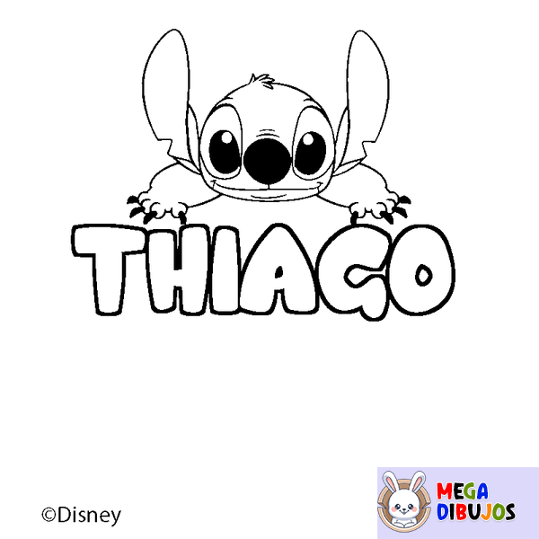 Coloraci&oacute;n del nombre THIAGO - decorado Stitch
