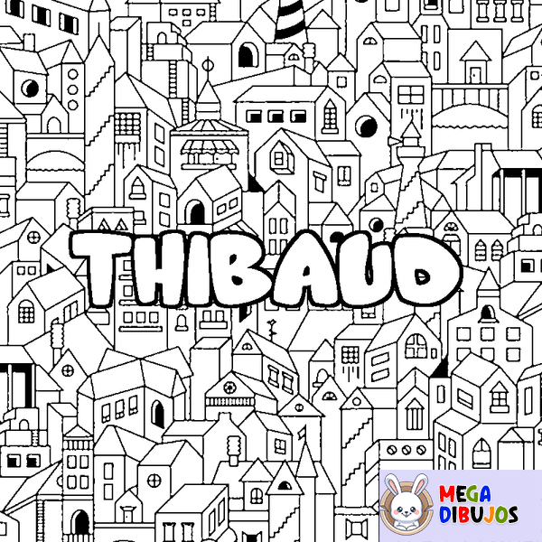 Coloraci&oacute;n del nombre THIBAUD - decorado ciudad