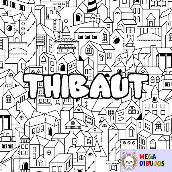 Coloraci&oacute;n del nombre THIBAUT - decorado ciudad