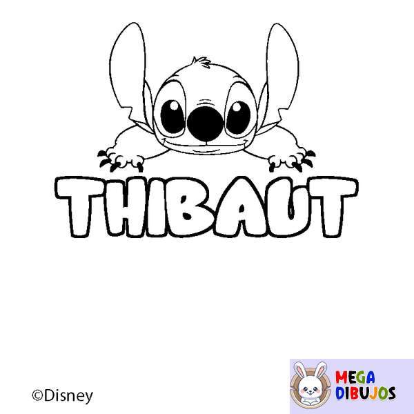 Coloraci&oacute;n del nombre THIBAUT - decorado Stitch