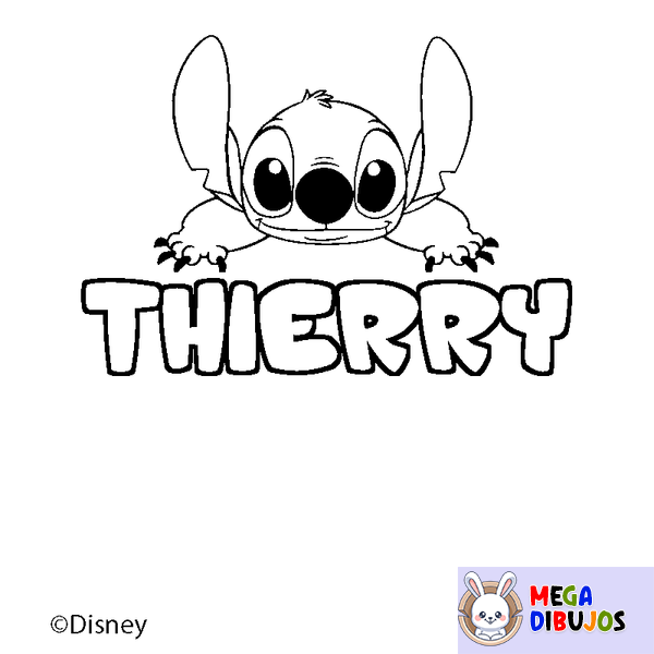 Coloraci&oacute;n del nombre THIERRY - decorado Stitch