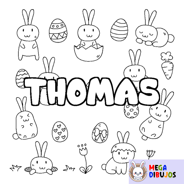 Coloraci&oacute;n del nombre THOMAS - decorado Pascua