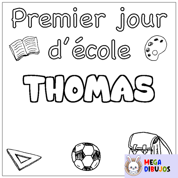Coloraci&oacute;n del nombre THOMAS - decorado primer d&iacute;a de escuela