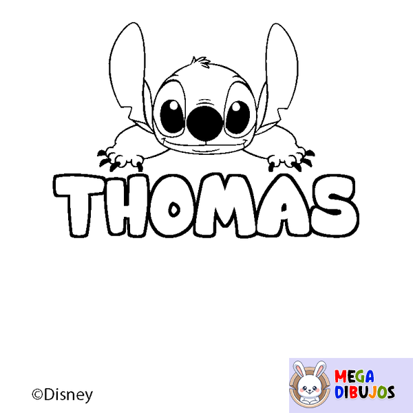 Coloraci&oacute;n del nombre THOMAS - decorado Stitch
