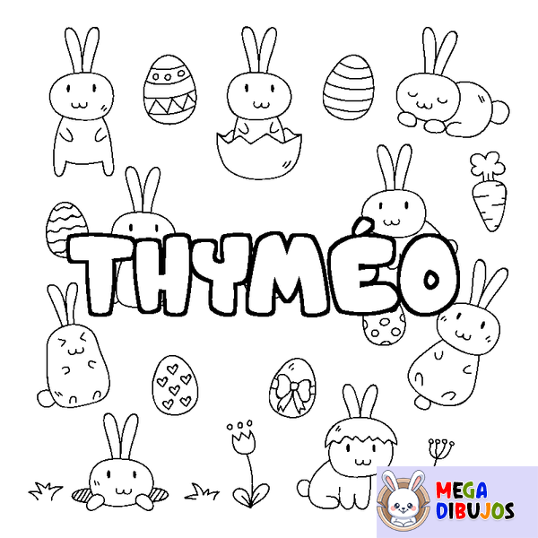 Coloraci&oacute;n del nombre THYM&Eacute;O - decorado Pascua