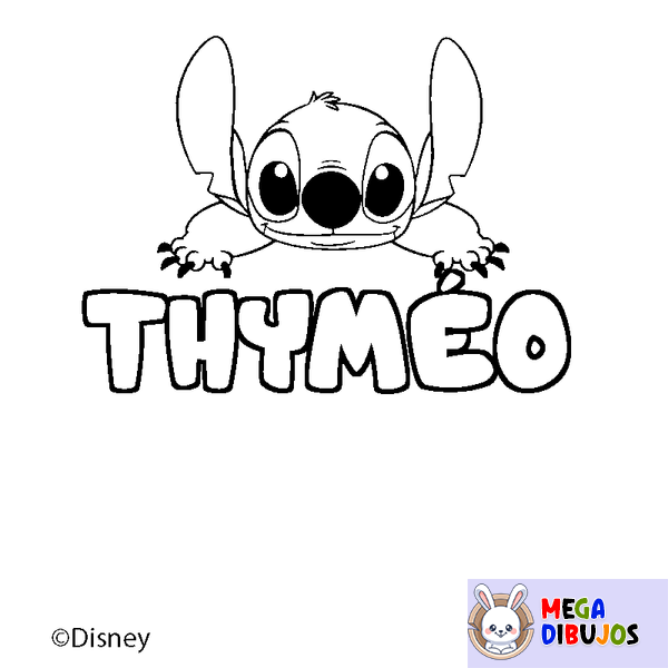 Coloraci&oacute;n del nombre THYM&Eacute;O - decorado Stitch