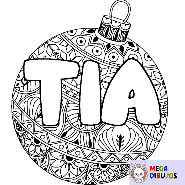 Coloraci&oacute;n del nombre TIA - decorado bola de Navidad