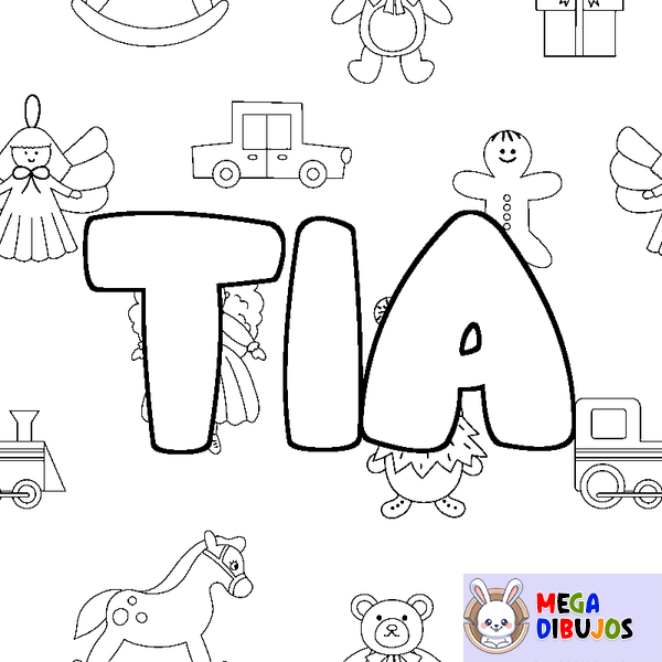 Coloraci&oacute;n del nombre TIA - decorado juguetes