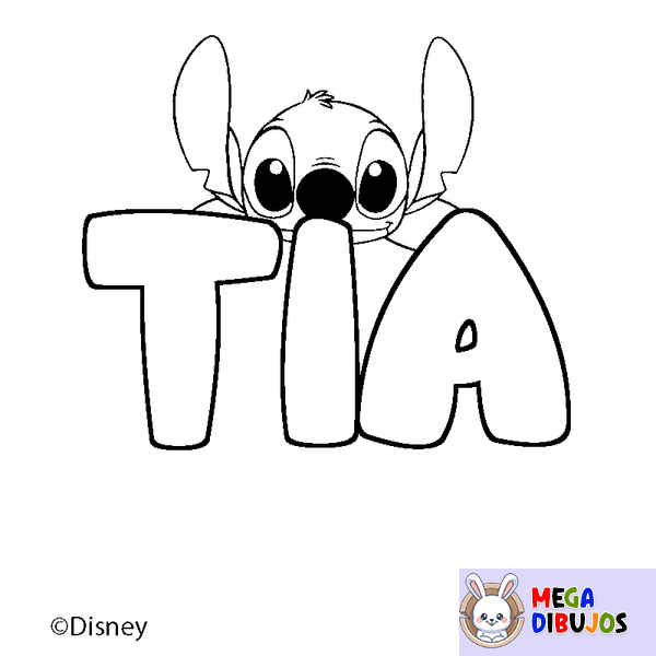 Coloraci&oacute;n del nombre TIA - decorado Stitch