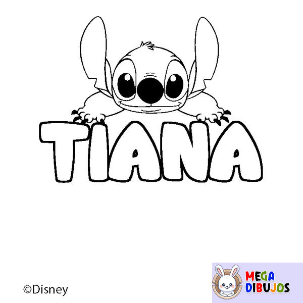 Coloraci&oacute;n del nombre TIANA - decorado Stitch