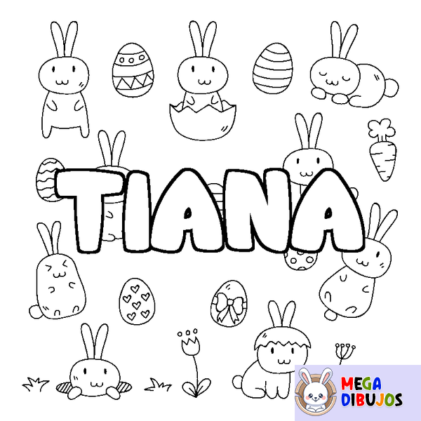 Coloraci&oacute;n del nombre TIANA - decorado Pascua