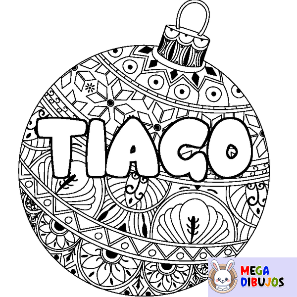 Coloraci&oacute;n del nombre TIAGO - decorado bola de Navidad