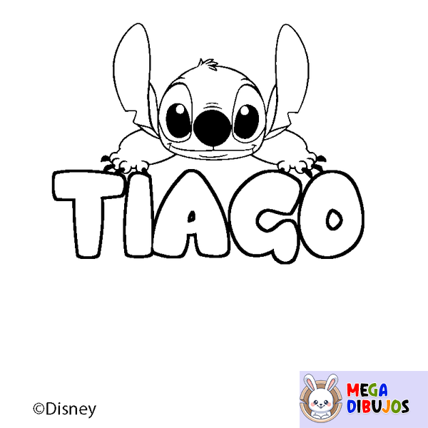 Coloraci&oacute;n del nombre TIAGO - decorado Stitch