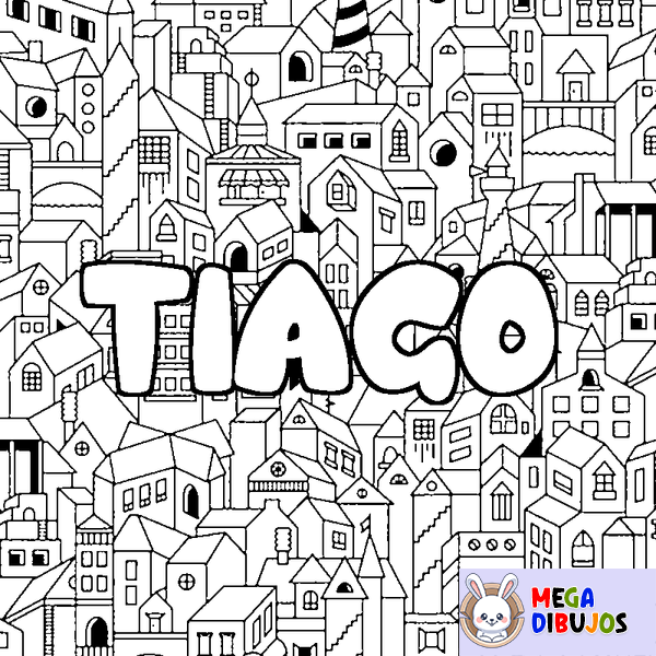 Coloraci&oacute;n del nombre TIAGO - decorado ciudad