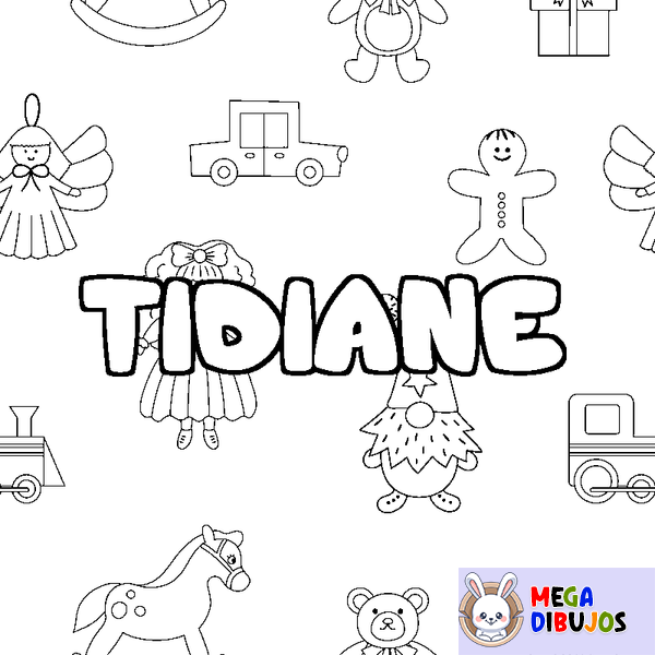 Coloraci&oacute;n del nombre TIDIANE - decorado juguetes