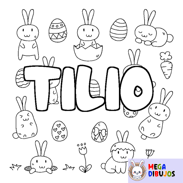 Coloraci&oacute;n del nombre TILIO - decorado Pascua