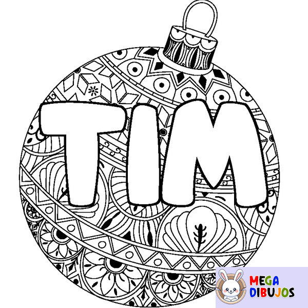 Coloraci&oacute;n del nombre TIM - decorado bola de Navidad