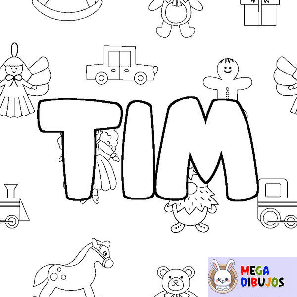 Coloraci&oacute;n del nombre TIM - decorado juguetes