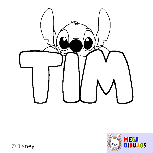 Coloraci&oacute;n del nombre TIM - decorado Stitch