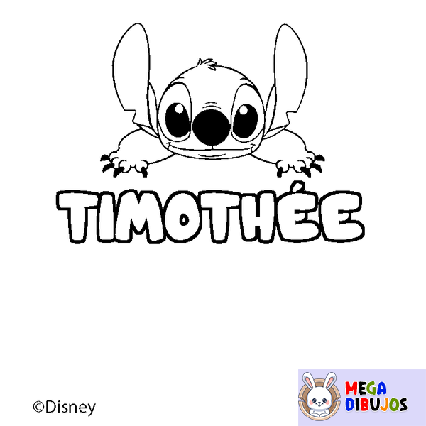 Coloraci&oacute;n del nombre TIMOTH&Eacute;E - decorado Stitch