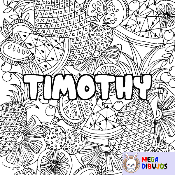 Coloraci&oacute;n del nombre TIMOTHY - decorado mandala de frutas