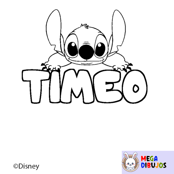 Coloraci&oacute;n del nombre TIMEO - decorado Stitch