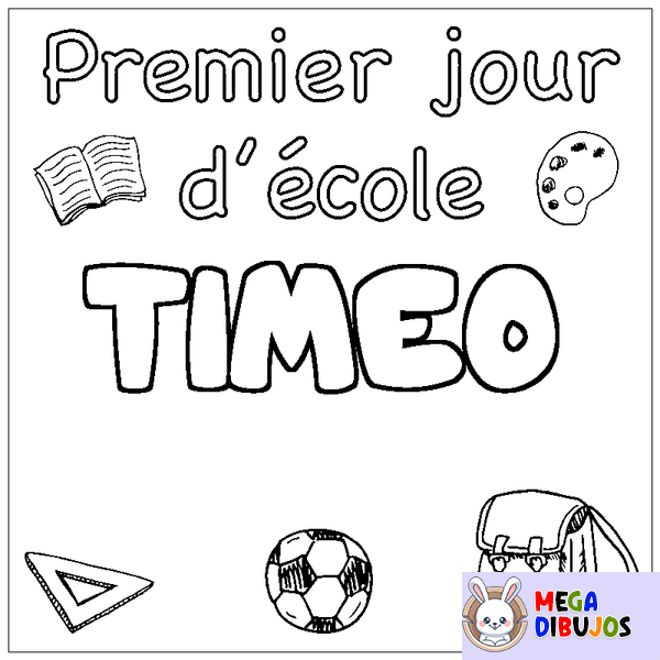 Coloraci&oacute;n del nombre TIMEO - decorado primer d&iacute;a de escuela